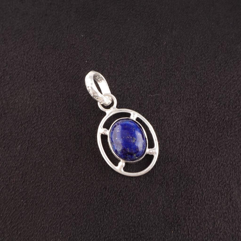 Oval Natural Lapis Lazuli Sterling Silver Handcrafted Wife Gift Birthday Pendant PP-6-23