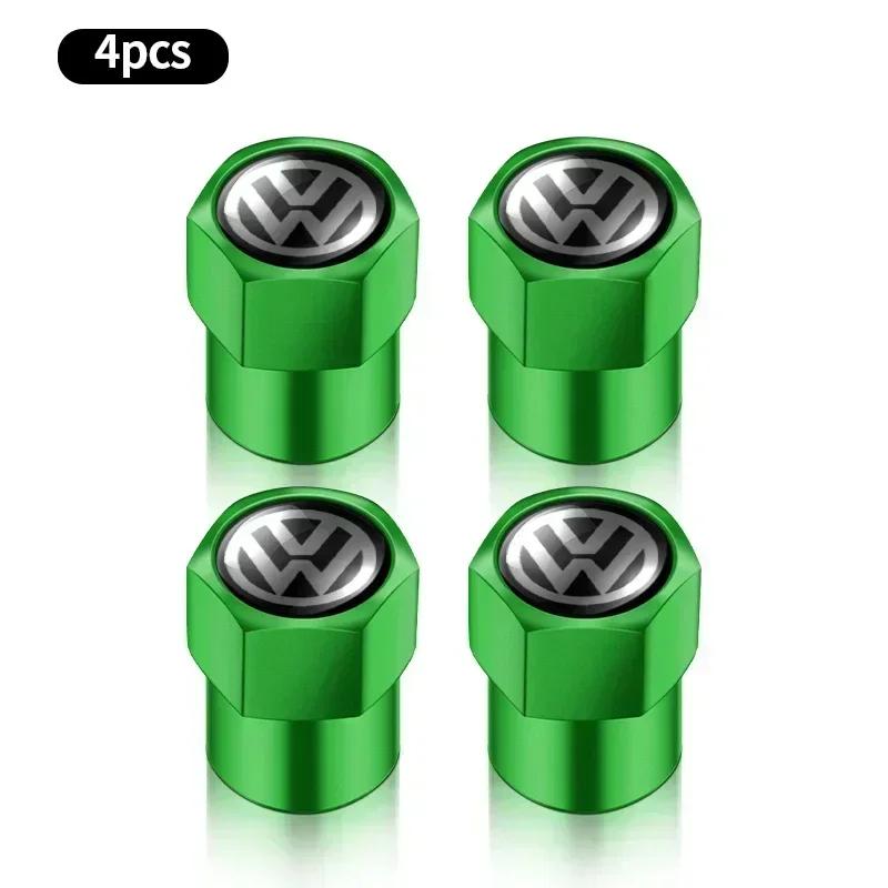 For VW 4PCS Aluminum Alloy Car Wheel Tire Valve Caps For Volkswagen VW GTI R Line R32 Touareg Passat Polo Jetta MK4 Auto Accessories