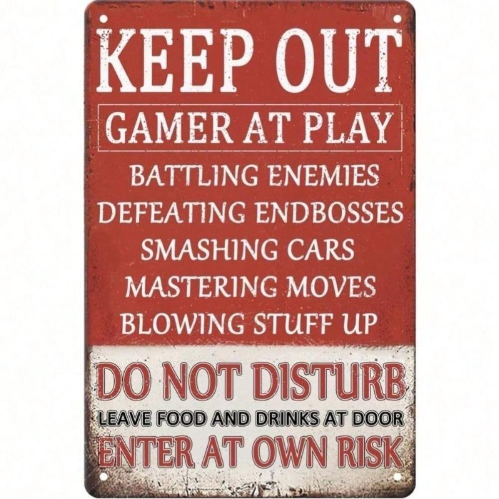 Metal Wall Art Poster Keep Out Sarcastic Decor for Game Room