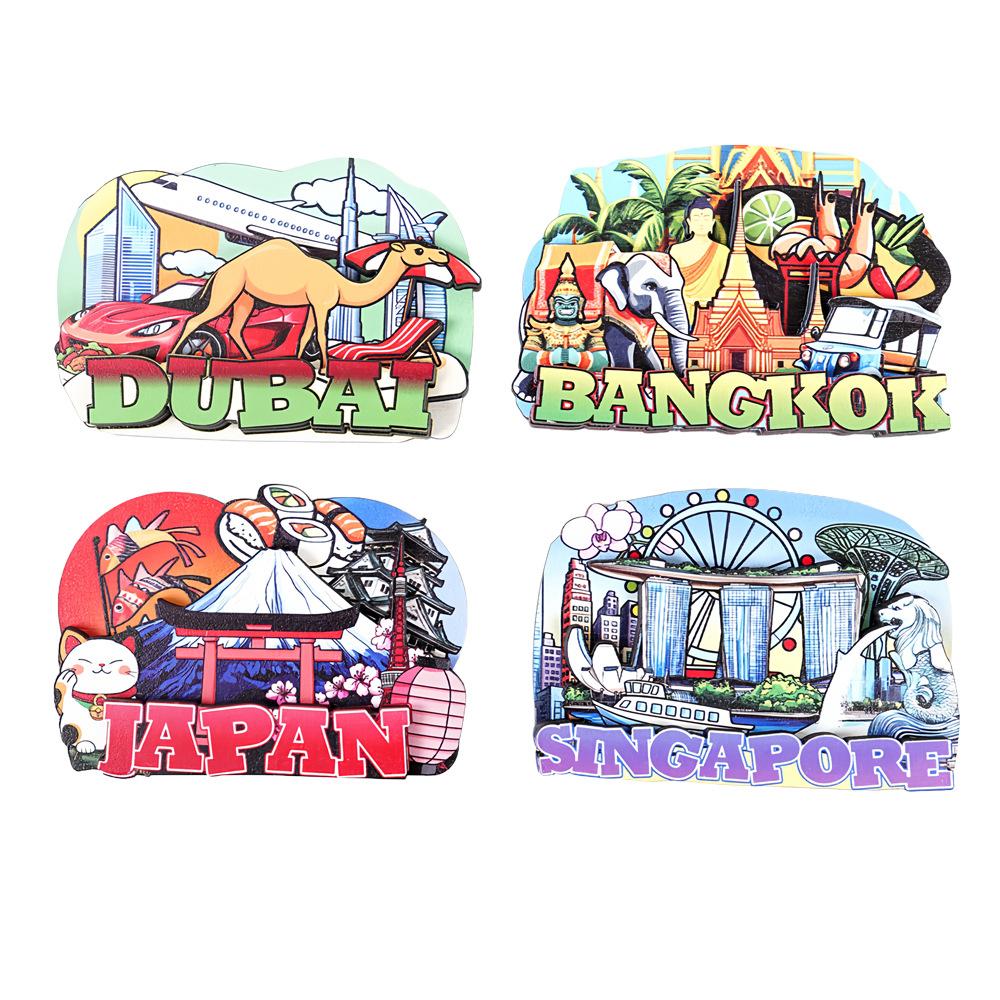 3D Wooden Magnetic Fridge Magnet City Landmark Souvenir Travel Memory Gift Set