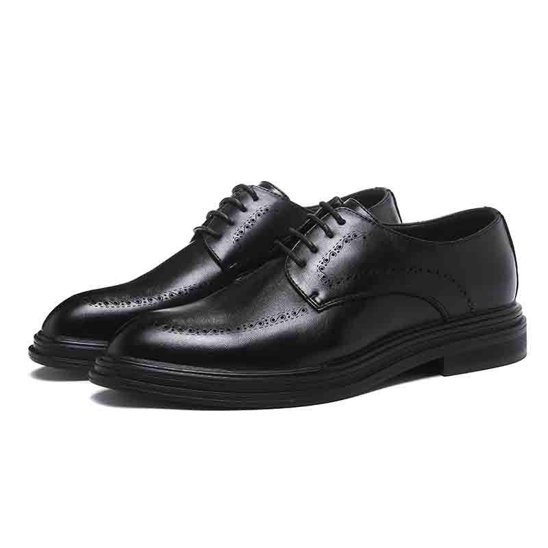 Cross-Border Large-Size Men'S Formal Leather Shoes Trend British Business Engraved Shoes Pointed Lace-Up Men'S Leather Shoes 3035-G