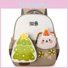 Kids Nylon School Bag With Christmas Tree And Little Bear Decoration For Daily
