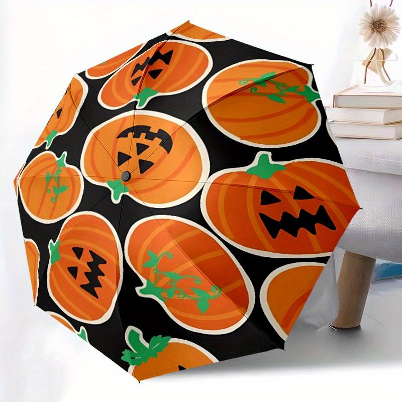 1pc Pumpkin Halloween Auto Open/Close Umbrella with One Touch Button,, Windproof Design   Lightweight Portable Umbrella for Women & Men6085