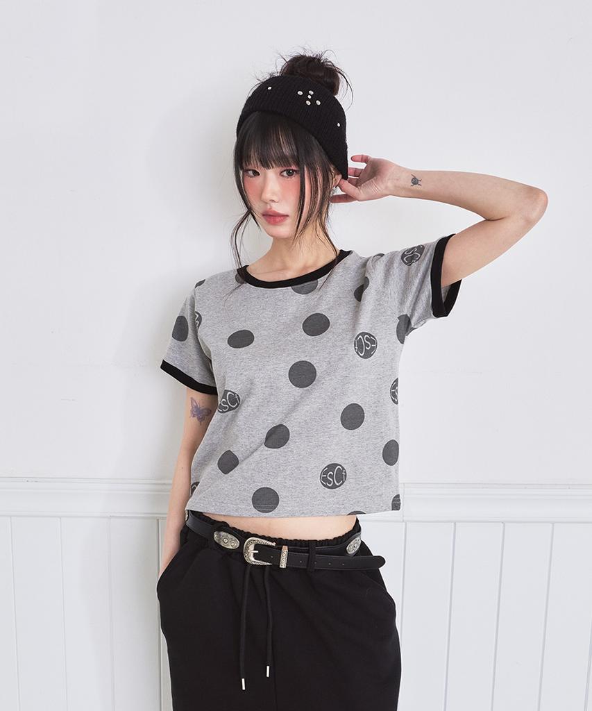 ESCAPEFROM Big Logo Dot Full Print Ringer Short Sleeve T-Shirt [3 Colors]