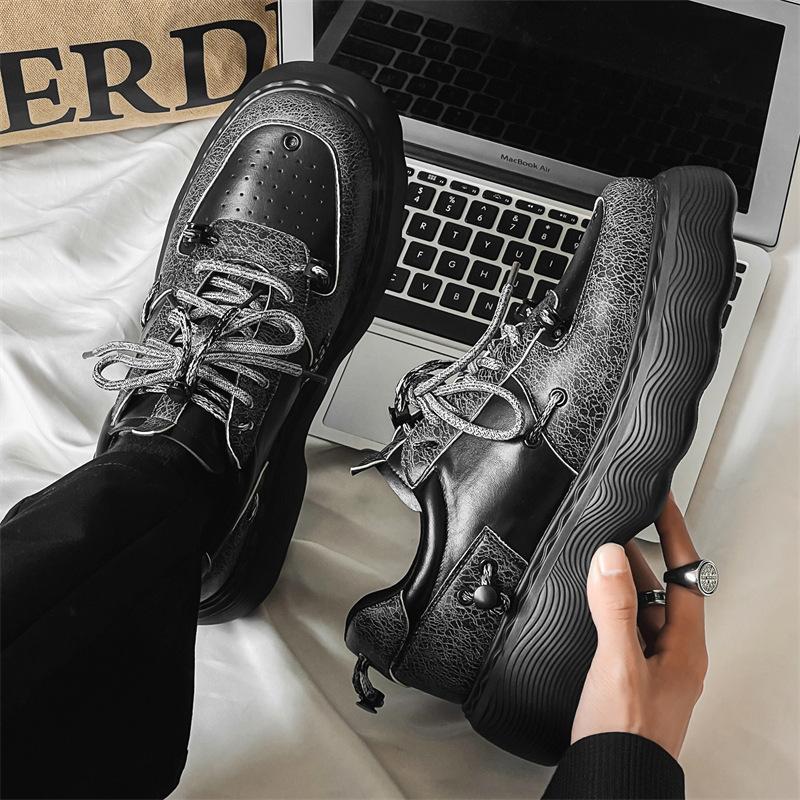 Shoes men's ins black platform version shoes versatile sports shoes splicing Korean version functional casual dad shoes 20361-J