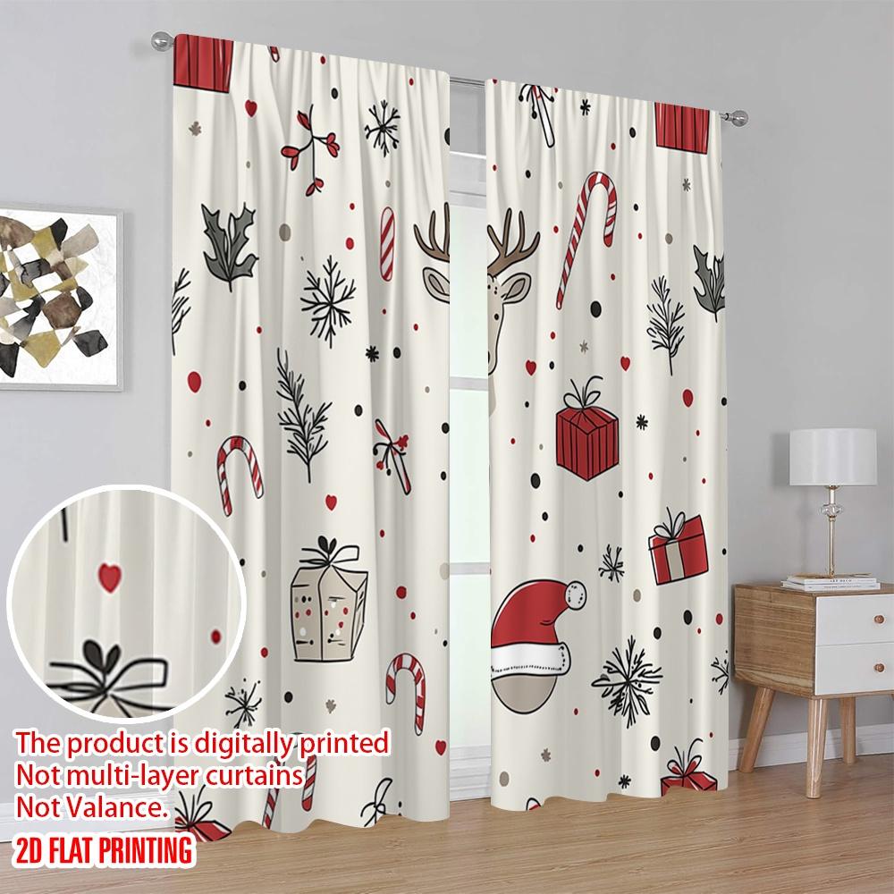 Set aus 2 Vorhängen mit Flugzeugdruck Digital bedruckt Weihnachten Niedlich Festlich Geschenke Vielseitig Langlebiges Polyester Ohne Stange Vorhang