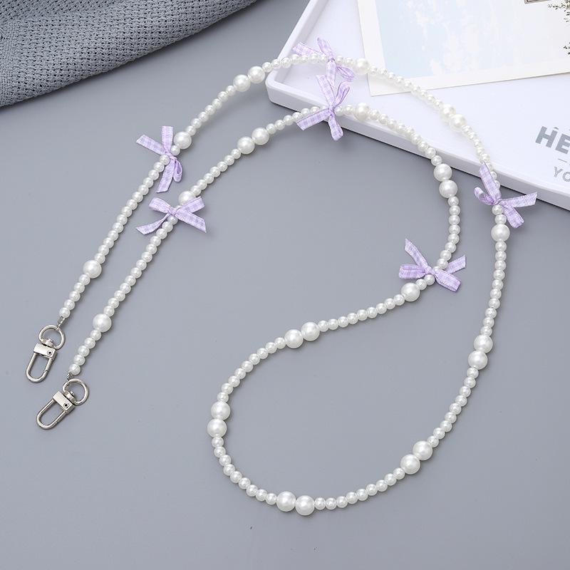 Handmade Pearl Crossbody Phone Case Lanyard with Beaded Charm