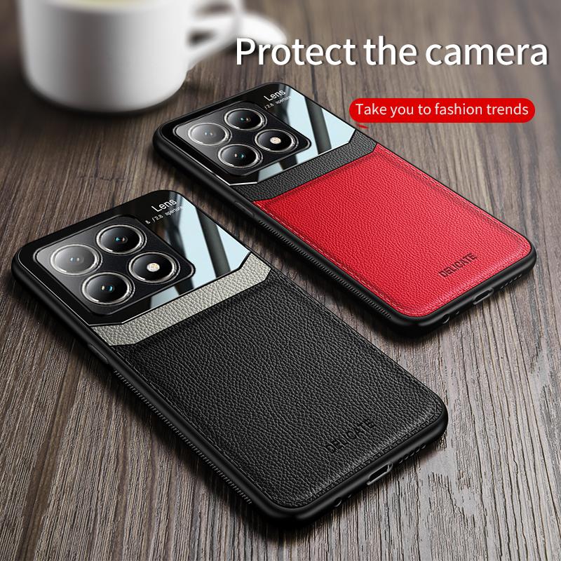 EUCAGR Coque en Cuir PU Acrylique Pour Xiaomi 14T 14TPro Protection Caméra Coque Arrière de Téléphone pour Xiaomi 15 Ultra 15S Pro Cadre Coque