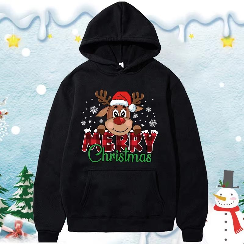 

Unisex style Festive Christmas Reindeer & Plaid Graphic Sweatshirt Casual Loose Fit Long Sleeve Crew Neck Hoodie Sweatshirts 3XL