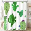 Colorful Cactus Shower Curtain Green Succulent Decor For Bathroom Watercolor Plant Design Polyester Fabric With Hooks Set Perfec