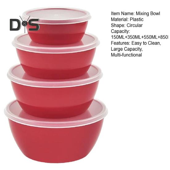 Lot de 4 bols à mélanger avec couvercles, récipients à salade sans BPA, bols de conservation hermétiques et empilables, kit de préparation de repas pour la maison et les repas en plein air