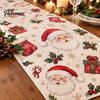 Holiday Table Linen Christmas Flower Runner, Holly Berries Dining Decor, Poinsettia Gingerbread Gift for Friends Man Festive Runner Party Decor Indoor