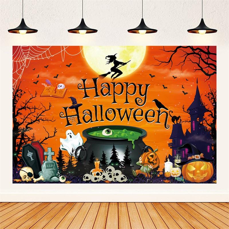 Castle Party Halloween Pumpkin Ghost Background Cloth Banner Photography Props