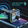 Bluetooth 5.0 FM-sender Håndfri bilradiomodulator MP3-spiller med 22,5W USB superhurtigladeadapter for bil