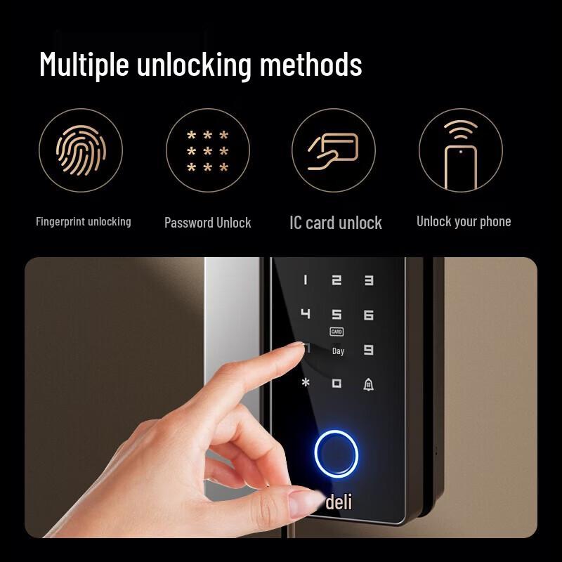 Deli AL195 Smart Fingerprint Glass Door Lock CN plug (adapter included)