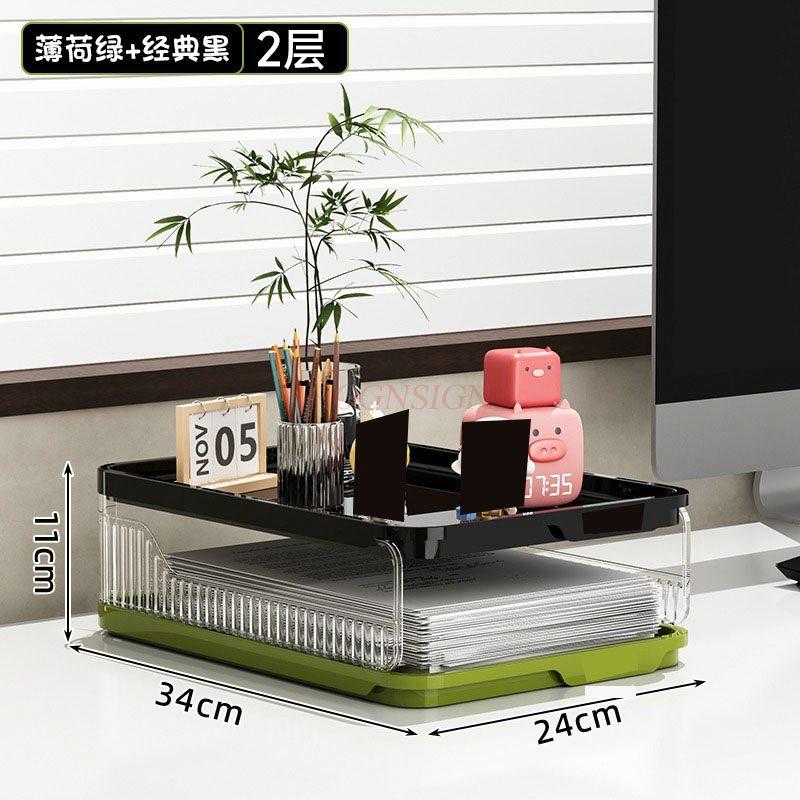 1pcs Desk Storage Rack, Bookshelf, File Rack, Layered Book A4 Paper, Learning and Organizing Box, Student Desktop Storage Box