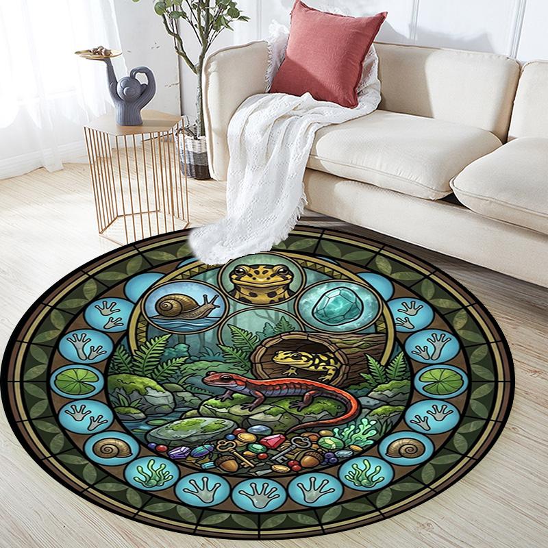 Forest Creatures Glass Round Area Rug Under Office Chairs Bedroom Living Room Home Decor