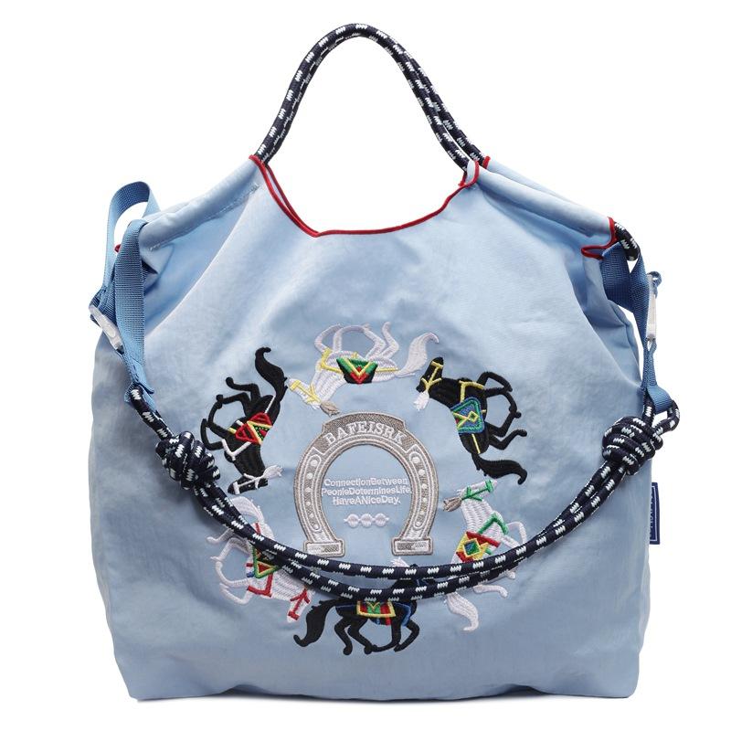 Literary small fresh embroidery pony contrasting color large capacity women's armpit bag new women's shoulder messenger bag