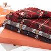 High-End Unisex Retro Plaid Wool Scarf - Versatile & Thickened Winter Red Patchwork Design