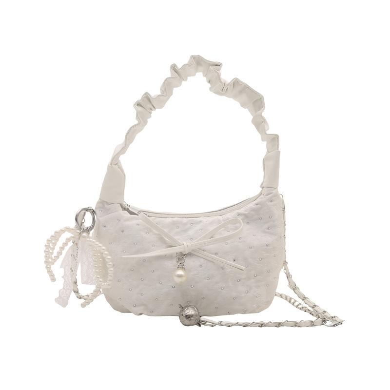 Premium Achseltasche Neue Schleife Ein Schulter Crossbody Damen Tasche Mode Handgefaltete Knödeltasche Perle