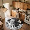 Black and White Wolf,Round Area Rug,Carpet Rug for Living Room Bedroom Sofa Playroom Decor,Non-slip Floor Mat