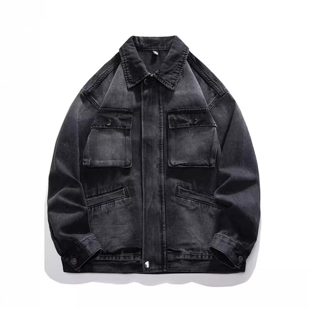 Vintage Denim Jacket Men'S Early Spring American Tooling Fashion Pocket Jacket Top