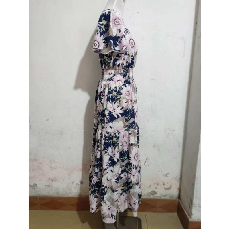 Dámské krátké rukávy, sváteční, temperamentní, pas, zeštíhlující, swingové šaty