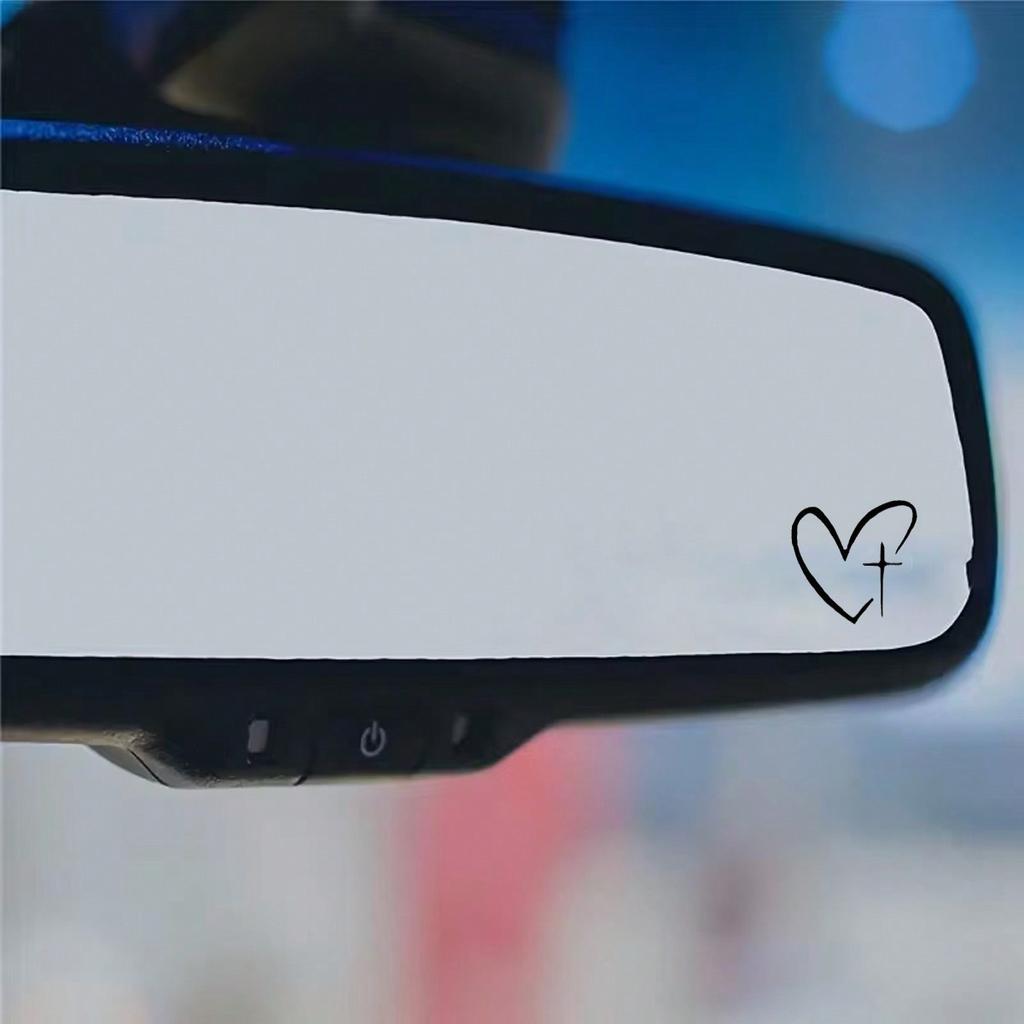 2pcs/Set Heart Cross Mirror Sticker, Personalized Creative Decoration Waterproof Sunscreen Sticker for Cars