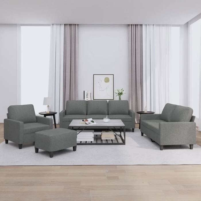 VidaXL Ensemble de Canapés avec Coussins 4 pcs, Canapés avec Accoudoirs et Dossier, Ensemble de Meubles avec Repose-pied 3201437