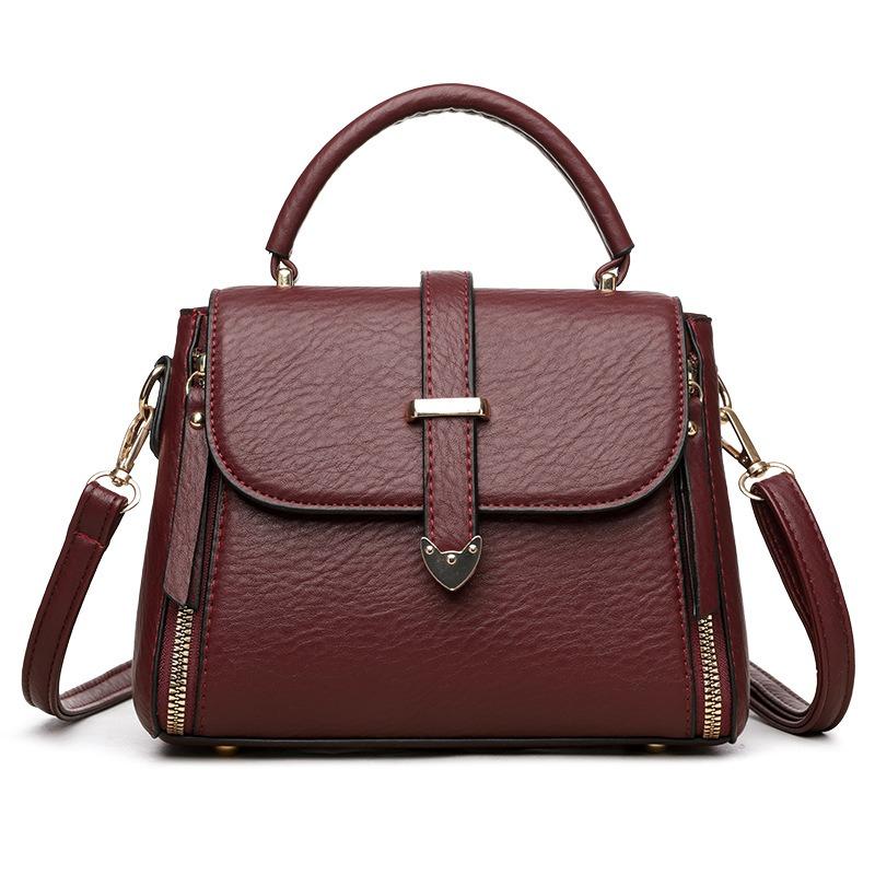 

New Versatile Ladies Shoulder Bag Magnetic Buckle Zipper Textured Commuter Bag Large Capacity Temperament Portable Tote Bag бордовый