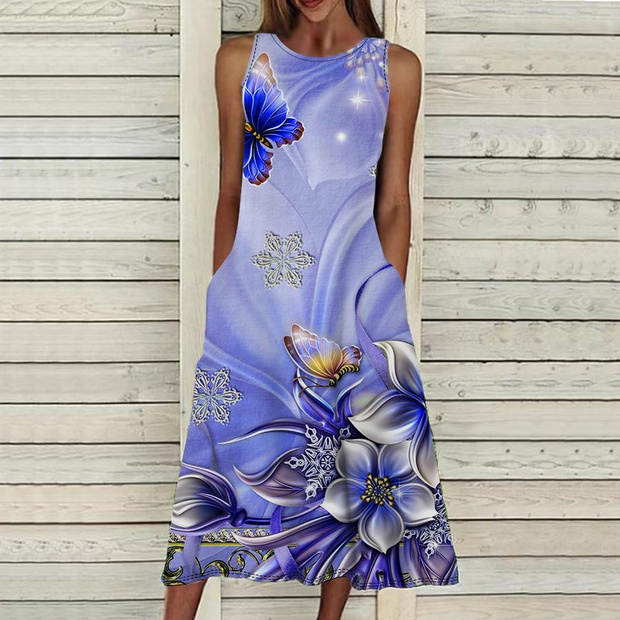 

Летнее модное сексуальное платье без рукавов, мягкое повседневное платье с 3D трехмерным цветочным принтом, платье на бретельках без рукавов, летнее платье на подтяжках