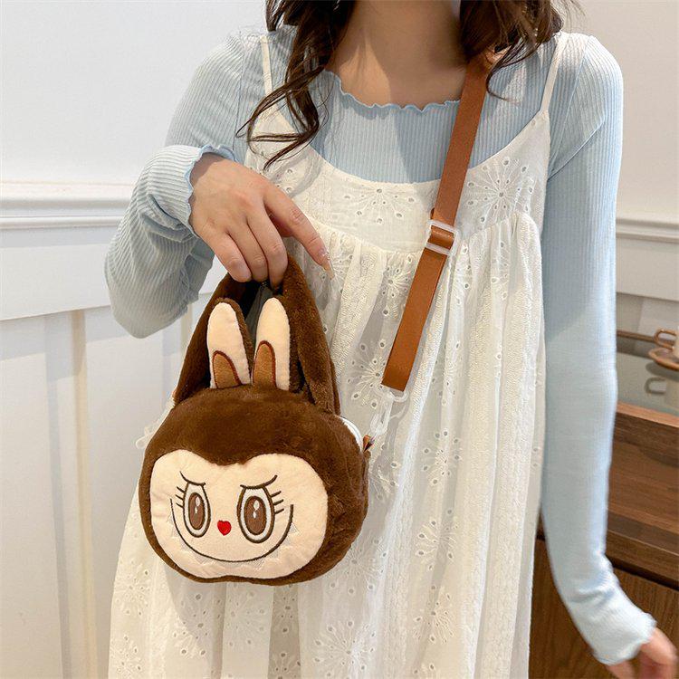 Labubu Cartoon Plush Crossbody Bag - Cute Handbag for Kids & Friends