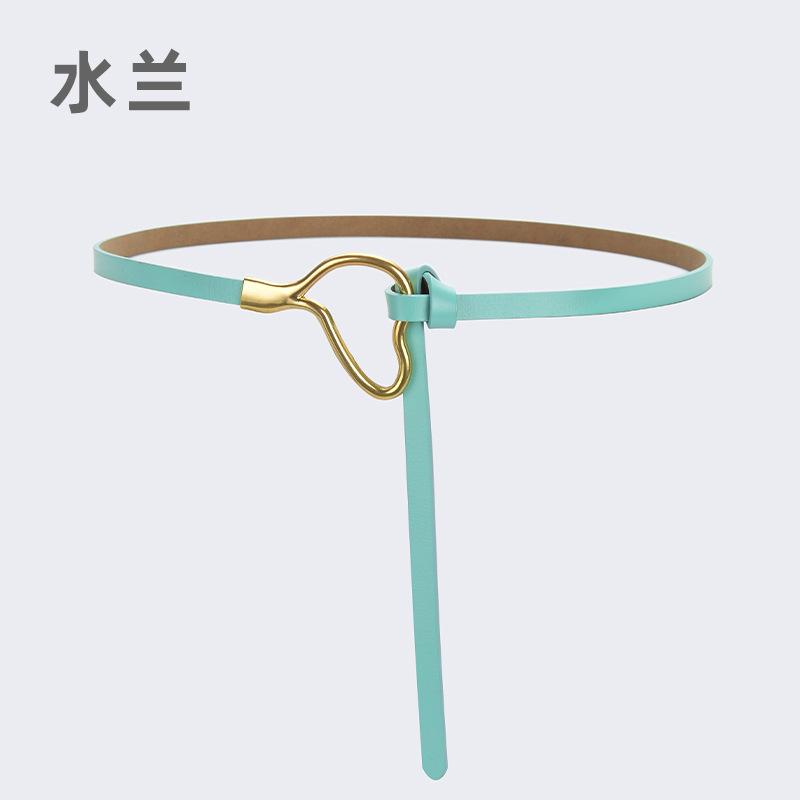 Women'S Leather Belt Knotted Decoration With Dress Shirt Simple Pure Cowhide Thin Belt Trendy