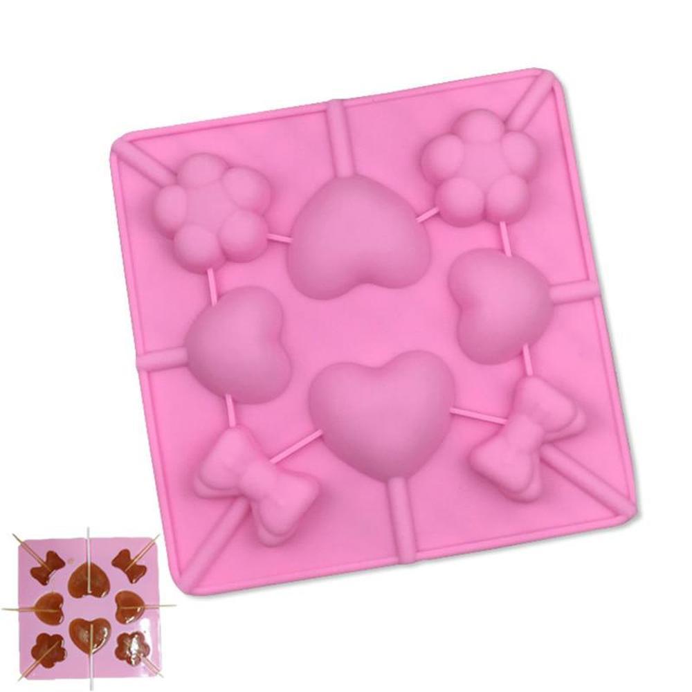 Silicone Mould 3d Lollipop Mold Heart Cake Maker Candy Bar Chocolate Mold Ice Cube Pastry Accessory