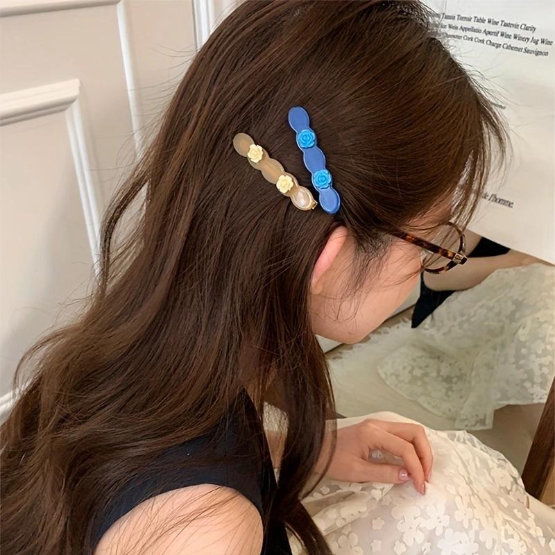 New Acetate Hair Clips Rose Flower Side Pins Vintage Sweet Hairpin Women Hair Accessories