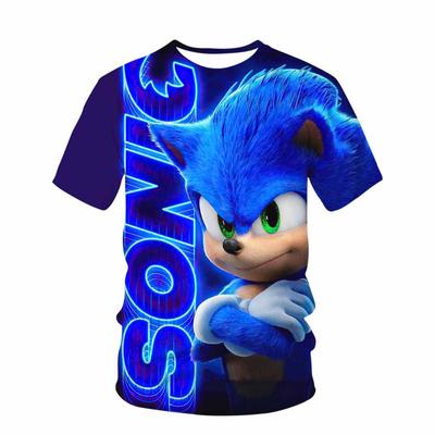 Cute Sonic Girl Cartoon T-Shirt Children's Short Sleeve Summer Casual T-Shirt Boys Sports Shirt Quick Drying Tops Tee