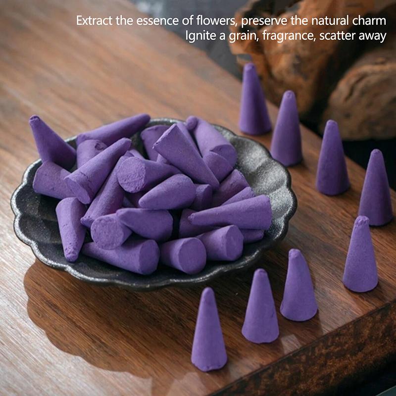 60 stuks Bulk Geurige Rookwaren Aromatherapie Natuurlijke Kleine Rookkegeltjes Geurige Sandelhout Jasmijn Lavendel Toren Kruiden Kegeltjes