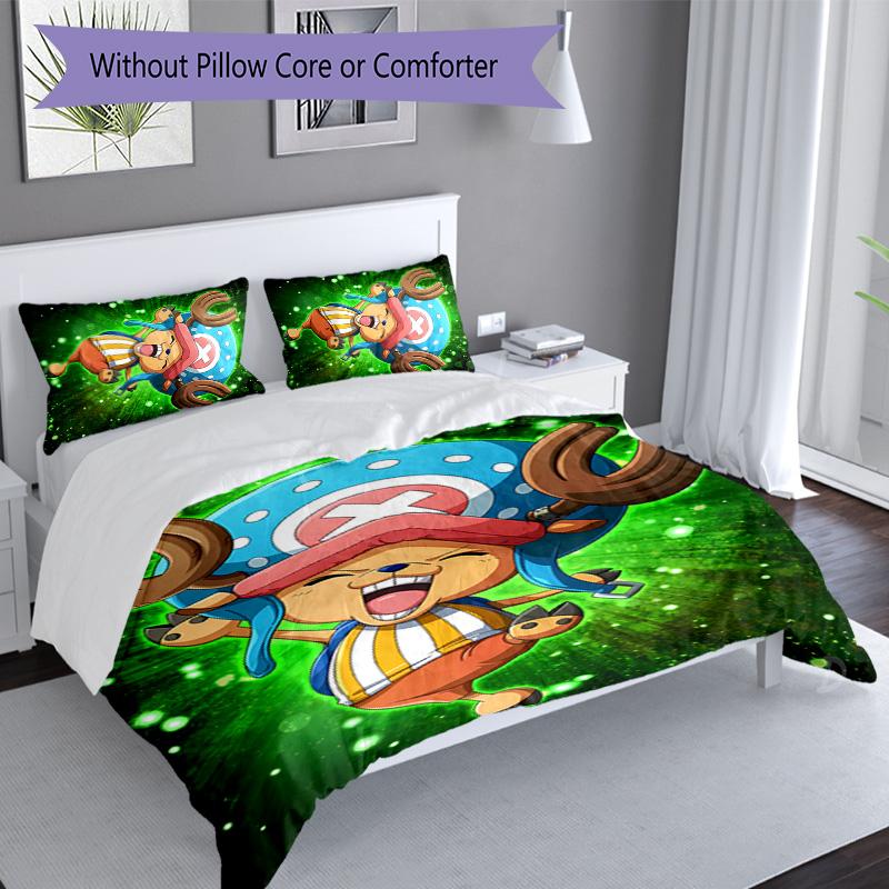 3pcs One Piece Tony Tony Chopper pattern bedding set duvet cover set includes duvet cover &pillowcases, perfect all season bedroom decoration & gift