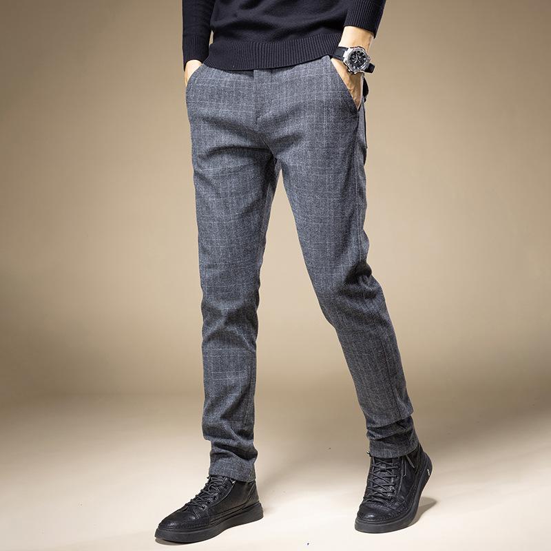 Jarní a podzimní pánské kalhoty Korejská verze Pánské Slim Fit Ležérní kalhoty Pánské univerzální elastické trendové pánské kalhoty