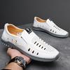 2025 summer men's foot casual men's shoes soft sole soft surface men's casual hollow hole shoes white shoes breathable