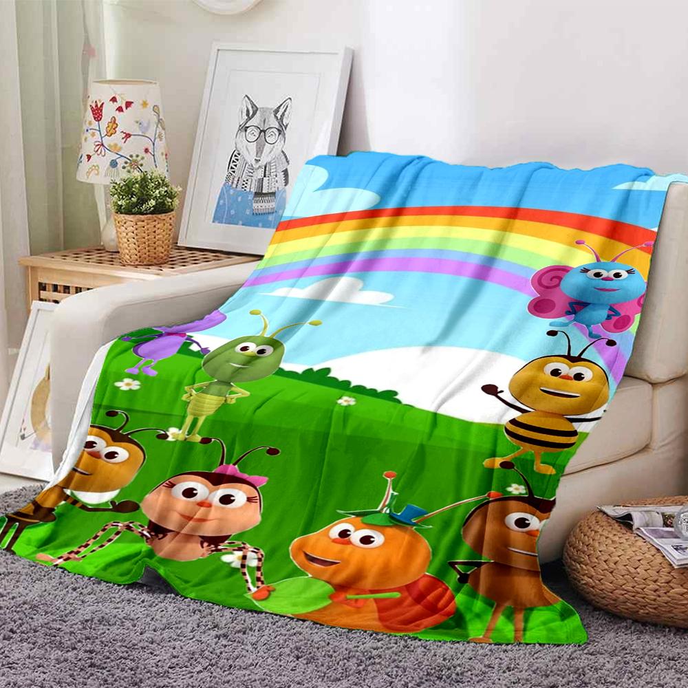 1Pc Bugs Garden Blanket For Couch Bed Plush Cozy Fuzzy Blanket Super Soft Warm Blankets For Fall And Winter 09187