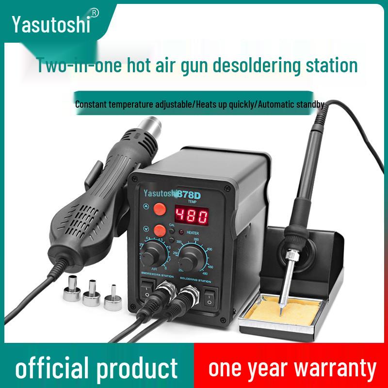 Anli Xin 878D/858D Hot Air & Soldering Station Combo for Lead-Free Mobile & PC Welding