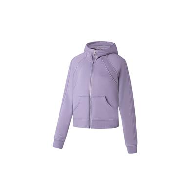 Fitness Series Zipper Solid Color Long Sleeve Hoodie Women Hoodies Smoky-Purple AWDT120-6