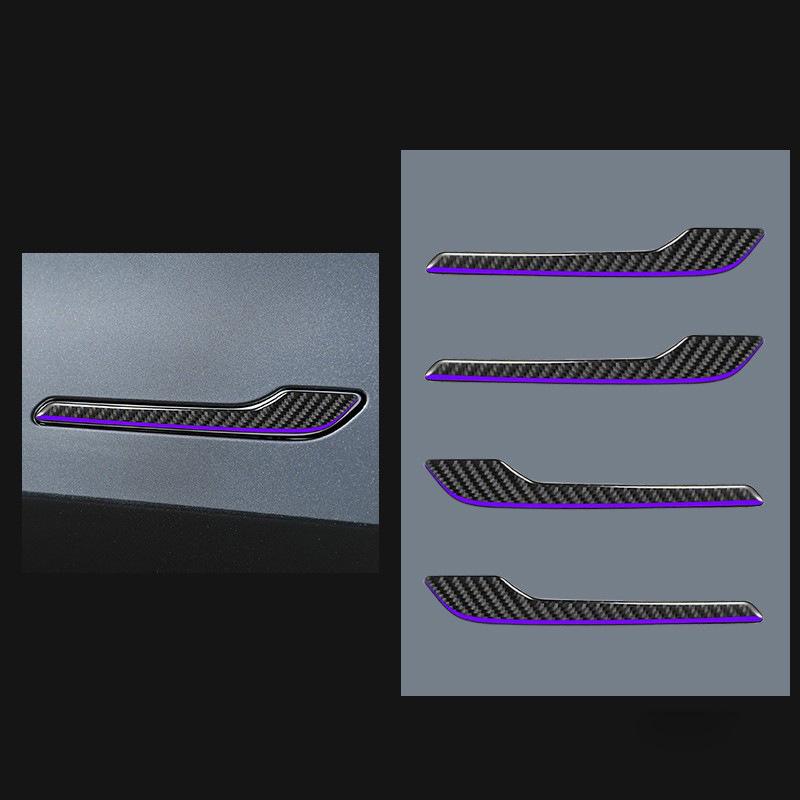 Schwarze Carbonfaser Außen Türgriff Aufkleber für Tesla Model 3/Y (2017-2022)