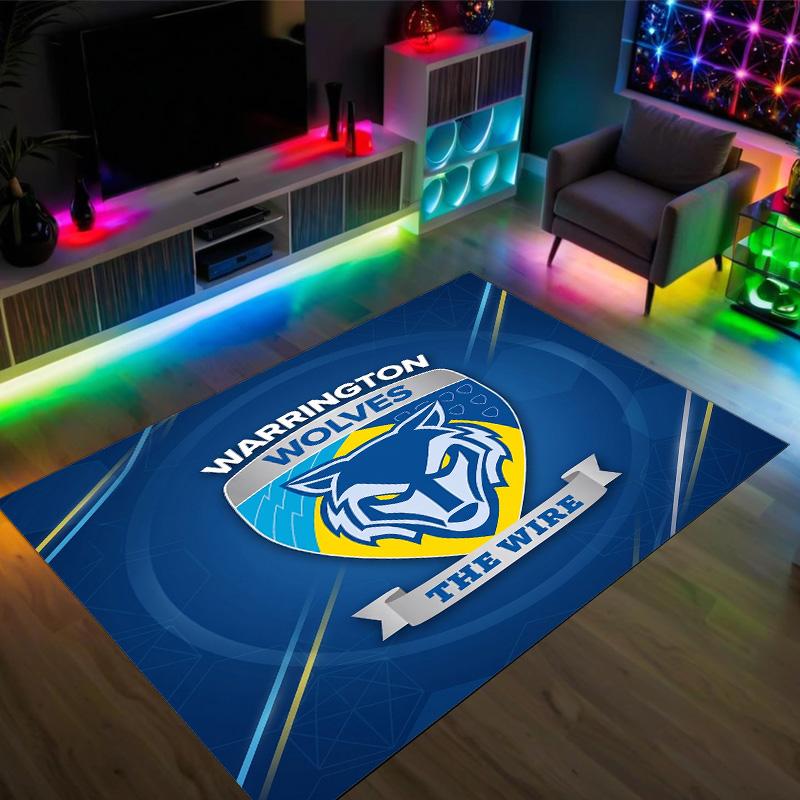 Warrington Wolves Design Crystal Velvet Carpet Cozy Non?Slip Printed Rug For Bedroom Living Room Entrance
