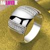925 Sterling Silver Big Smooth AAA Zircon Ring Jewelry