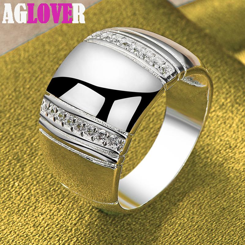 925 Sterling Silver Big Smooth AAA Zircon Ring Jewelry