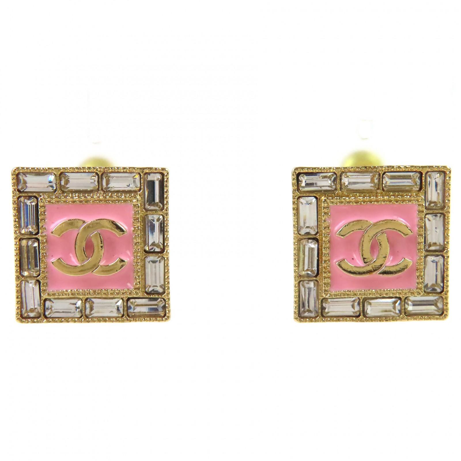 

Chanel Сережка-цвях COCO Mark з камінням, квадратна сережка (Бінауральний) Золото рожевий Жіночий B24S Вживаний