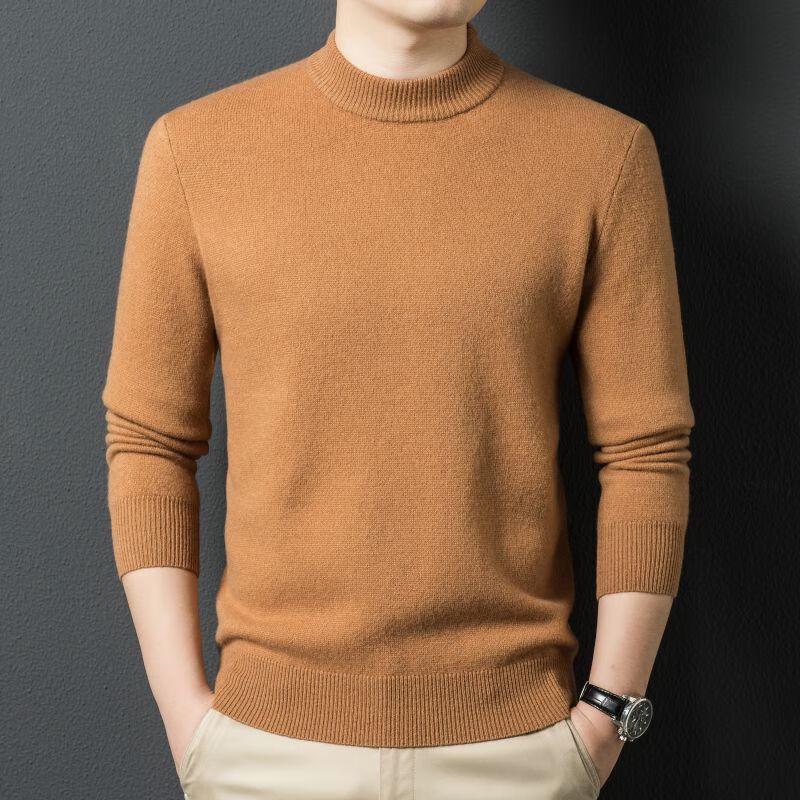 Fengxun Men's 100% Pure Wool Round Neck Pullover Sweater FXT5286