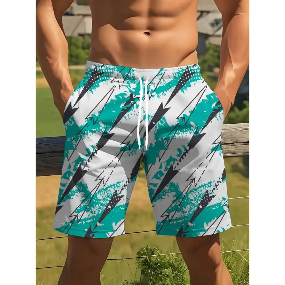 2025 Zomer Trend Heren Losse Shorts Trekkoord Sneldrogend Gestreept 3D Print Shorts Casual Oversized Hardloop Adem Sport Shorts